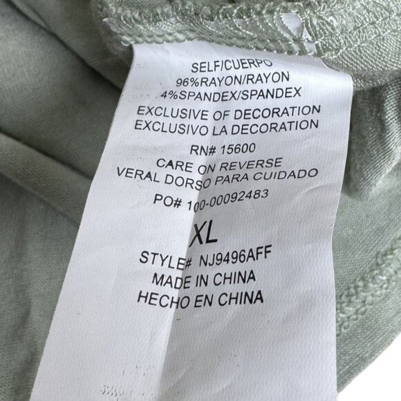Rewind Womens Sage Green Short Sleeve Top With Lace Detail Size XL - Picture 5 of 6